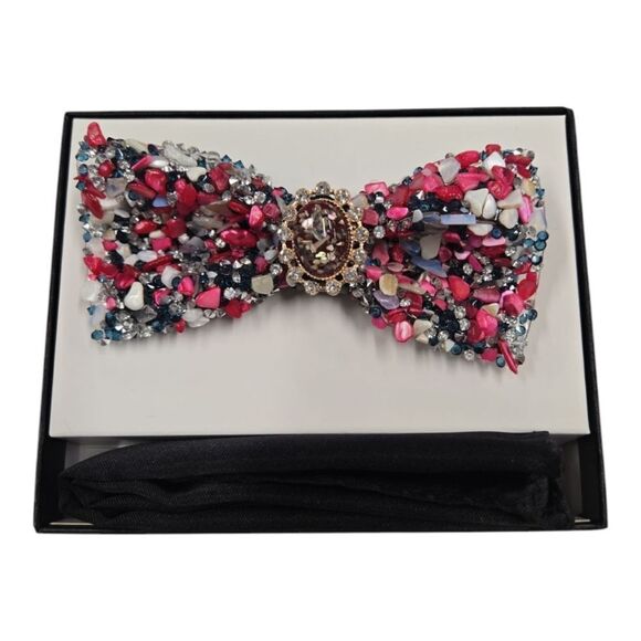 MEN'S  LUXURY GRAVELSTONE  BOW TIE WITH POCKET  SQUARE. SBT39. - Picture 2 of 3